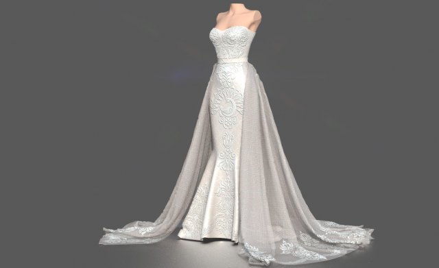 WEDDING DRESS Modello 3D .c4d .max .obj .3ds .fbx .stl .blend 
