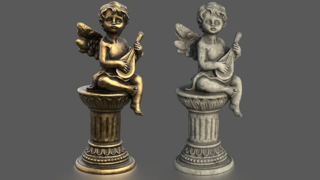 ANGEL WITH GUITAR 3D Model .c4d .max .obj .3ds .fbx .stl .blend 
