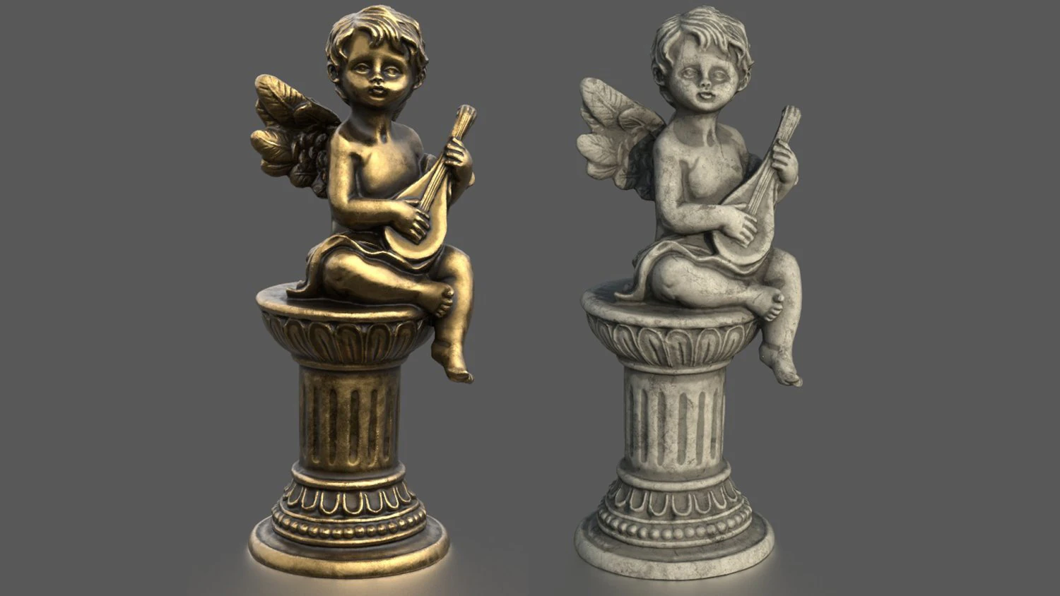 ANGEL WITH GUITAR 3D Model .c4d .max .obj .3ds .fbx .stl .blend 