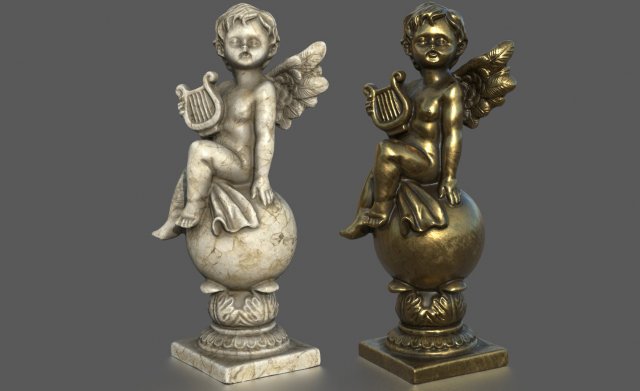 ANGEL WITH HARP 3D 模型 .c4d .max .obj .3ds .fbx .stl .blend 