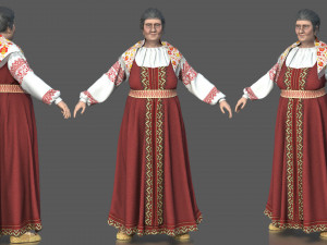 Medieval Elderly Woman 3D Model