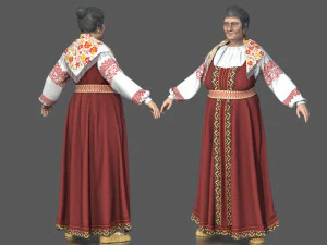 मध्यकालीन बुजुर्ग महिला 3D मॉडल