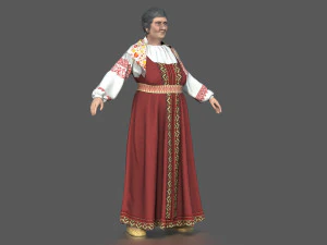 मध्यकालीन बुजुर्ग महिला 3D मॉडल