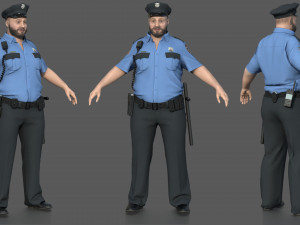 Police Officer 2 Blue Uniform 3D Model