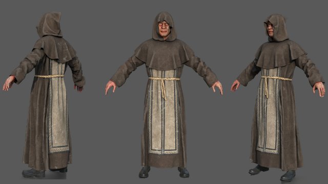 Possessed Monk 3D Model .c4d .max .obj .3ds .fbx .stl .blend 