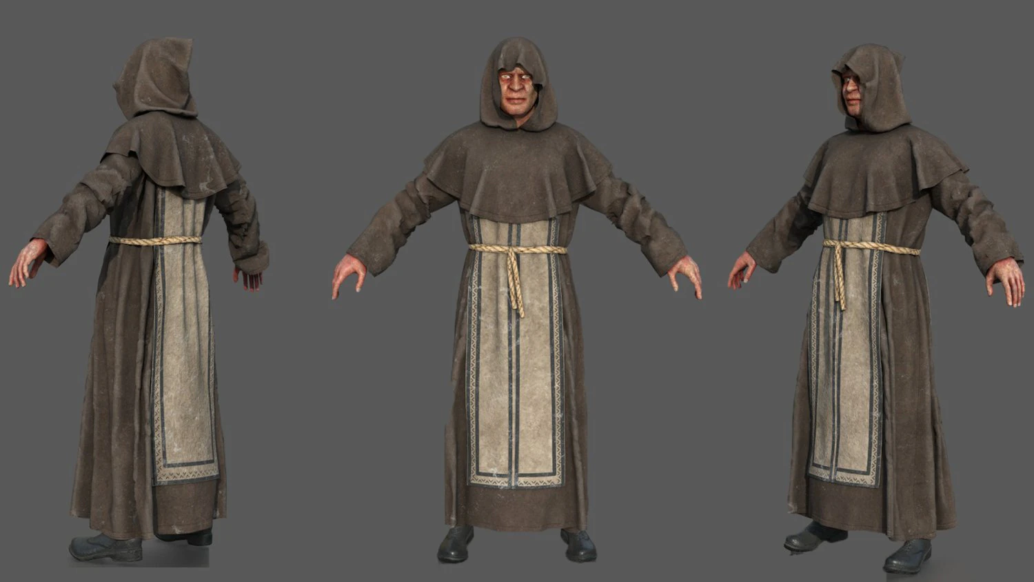 Monje pose&iacute;do Modelo 3D .c4d .max .obj .3ds .fbx .stl .blend 