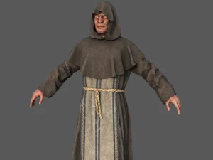 Monje pose&iacute;do Modelo 3D