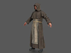Monje pose&iacute;do Modelo 3D