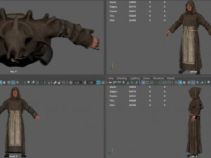 Monje pose&iacute;do Modelo 3D