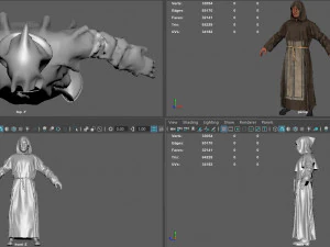 Monje pose&iacute;do Modelo 3D
