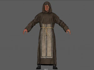 Monje pose&iacute;do Modelo 3D