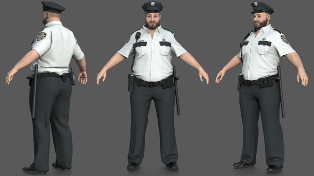 Police Officer 2 3D Model .c4d .max .obj .3ds .fbx .stl .blend 