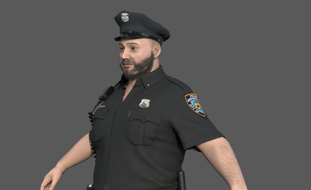 Police Officer 2 Black Uniform 3D Модель .c4d .max .obj .3ds .fbx .stl .blend 