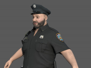 Police Officer 2 Black Uniform 3D Model