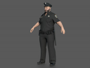 Police Officer 2 Black Uniform 3D Модель