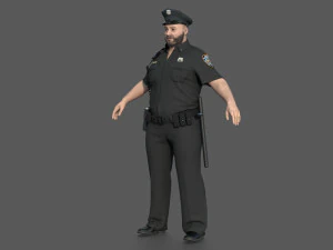 Police Officer 2 Black Uniform 3D Model