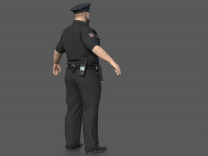 Police Officer 2 Black Uniform 3D Модель