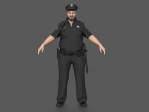Police Officer 2 Black Uniform 3D Модель