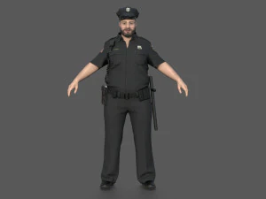 Police Officer 2 Black Uniform 3D Model
