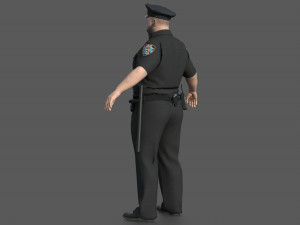 Police Officer 2 Black Uniform 3D Модель