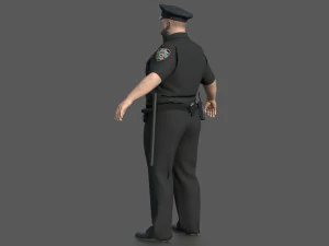Police Officer 2 Black Uniform 3D Model