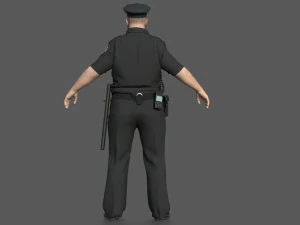 Police Officer 2 Black Uniform 3D Model
