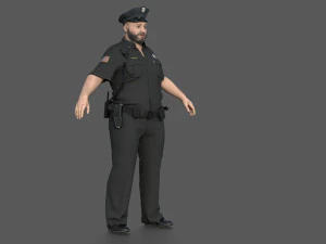 Police Officer 2 Black Uniform 3D Model