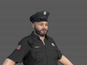 Police Officer 2 Black Uniform 3D Модель