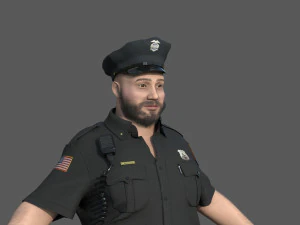 Police Officer 2 Black Uniform 3D Model