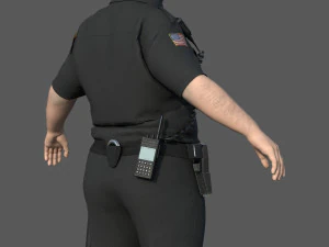 Police Officer 2 Black Uniform 3D Model