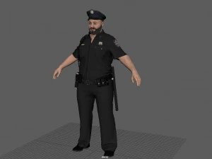 Police Officer 2 Black Uniform 3D Model