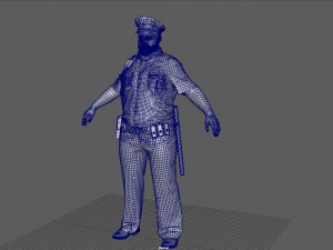 Police Officer 2 Black Uniform 3D Модель