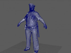Police Officer 2 Black Uniform 3D Model