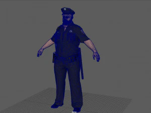 Police Officer 2 Black Uniform 3D Model