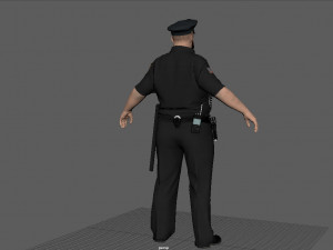Police Officer 2 Black Uniform 3D Модель