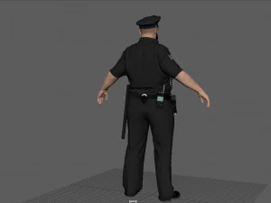 Police Officer 2 Black Uniform 3D Model