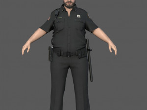 Police Officer 2 Black Uniform 3D Модель