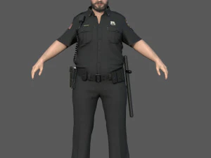 Police Officer 2 Black Uniform 3D Model