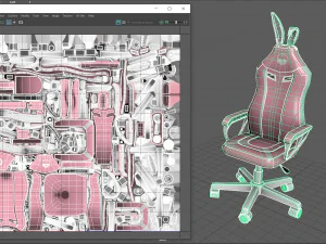 Pink Bunny Gaming Chair 3D Model