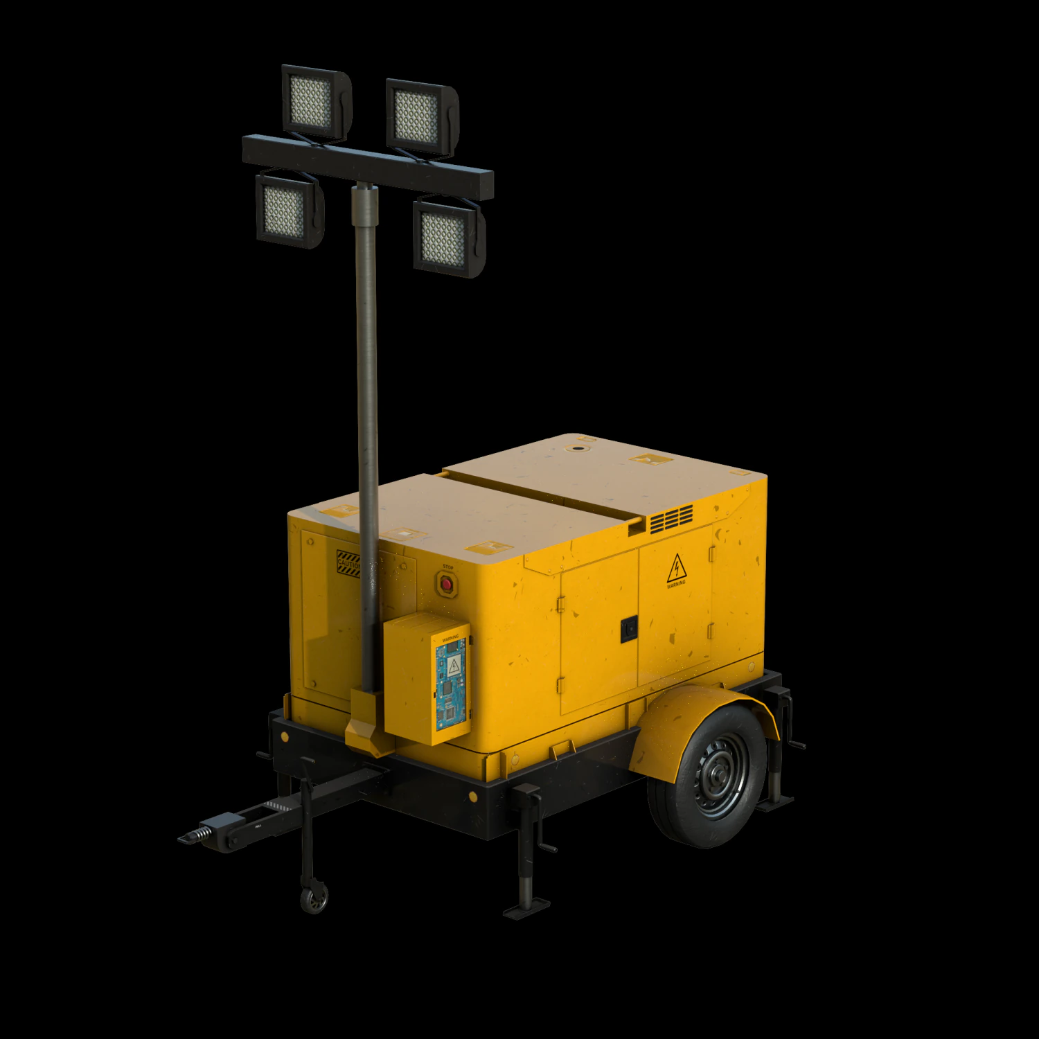 Mobile Lighting Tower 3D Model .c4d .max .obj .3ds .fbx .stl .blend 