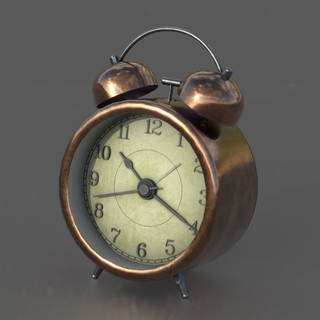 Analog Alarm Clock 3D Model .c4d .max .obj .3ds .fbx .stl .blend 