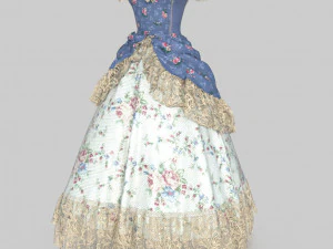 ROCOCO ERA DRESS 3D Model