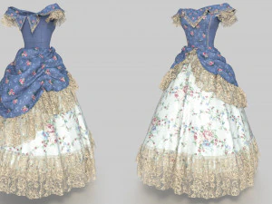 ROCOCO ERA DRESS 3D Model