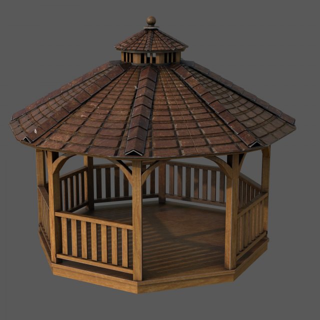 Garden Gazebo 2 3D Model .c4d .max .obj .3ds .fbx .stl .blend 