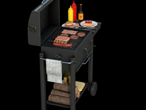Barbecue with Complements 3D Model