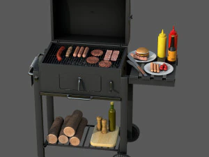 Barbecue with Complements 3D Model