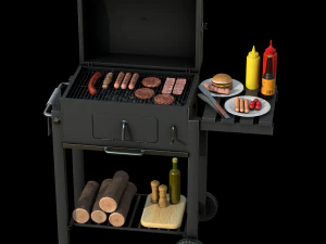 Barbecue with Complements 3D Model