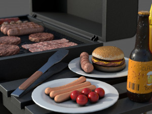 Barbecue with Complements 3D 모델