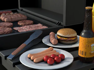 Barbecue with Complements 3D Model