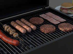 Barbecue with Complements 3D Model